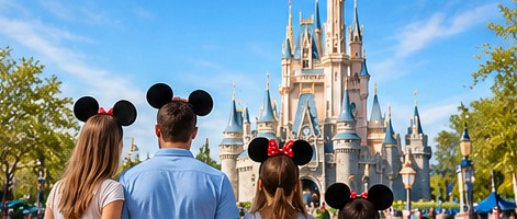 Theme park castle on a family vacation